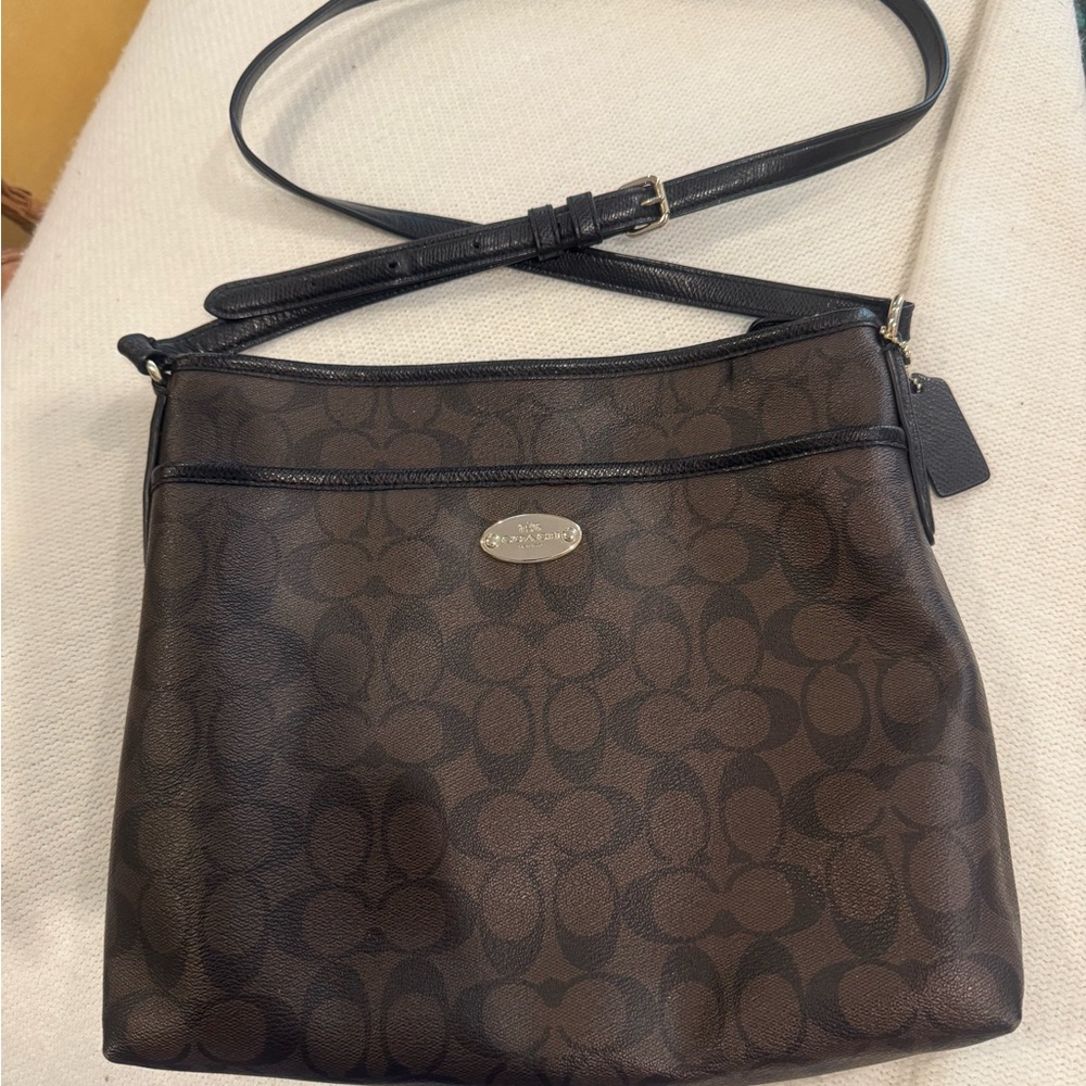 Coach Signature Dark Brown Crossbody Bag